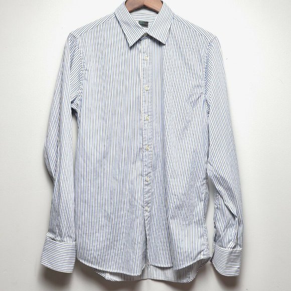 SARTORIA BENETTON STRIPED BUTTON FRONT SHIRT 16-EUC - Picture 1 of 4